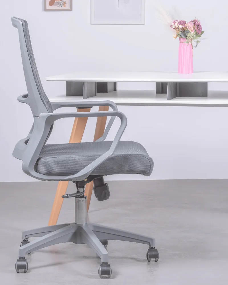 Chaise de bureau ergonomique à roulettes en gris | 5 ans de garantie