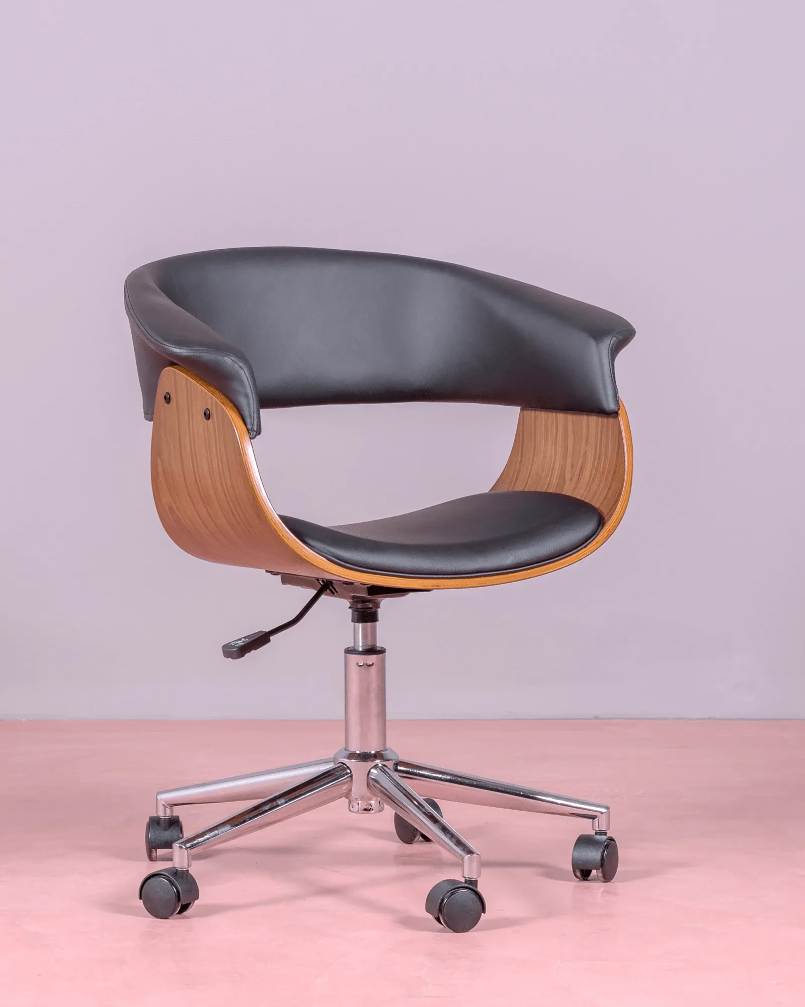 Nordic dark wood desk chair with wheels | Nest Dream