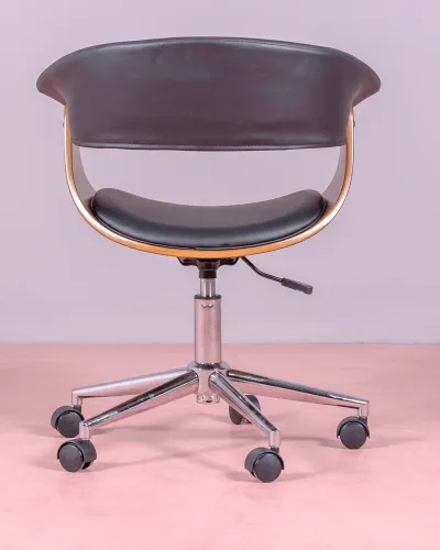 Nordic dark wood desk chair with wheels | Nest Dream