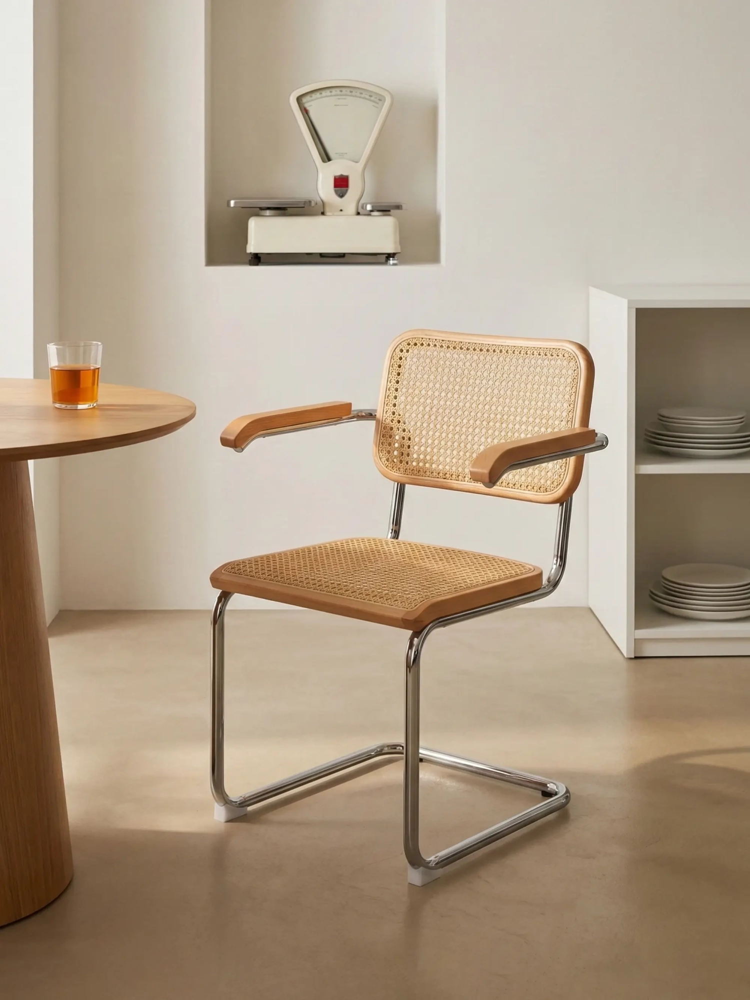 Scaun retro cu brațe din rattan natural și lemn de fag - Frank NEST DREAM - 14