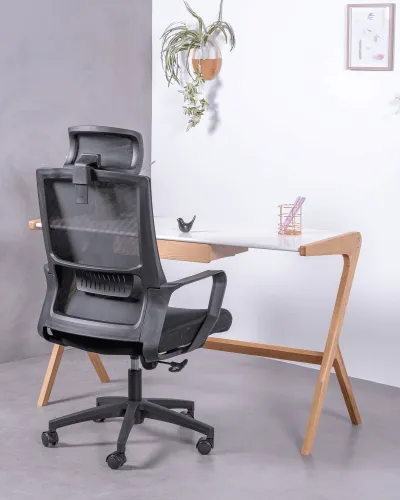 Chaise de bureau ergonomique noire avec appui-tête | Nest Dream