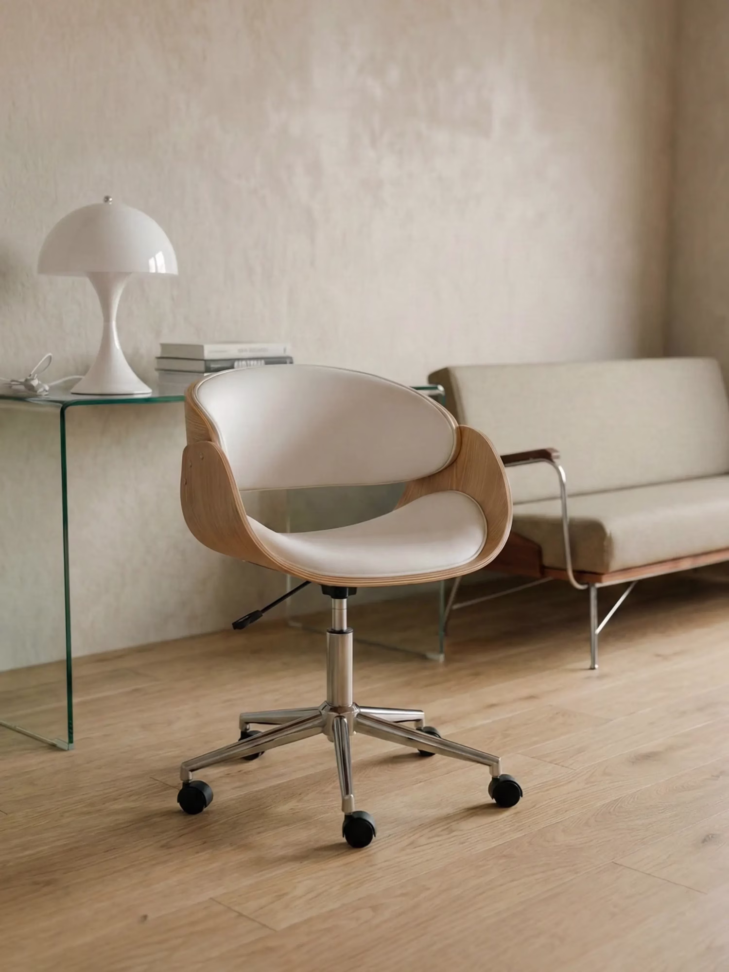 Silla de escritorio de madera clara de arce y cojín de polipiel - Burrow S NEST DREAM - 1