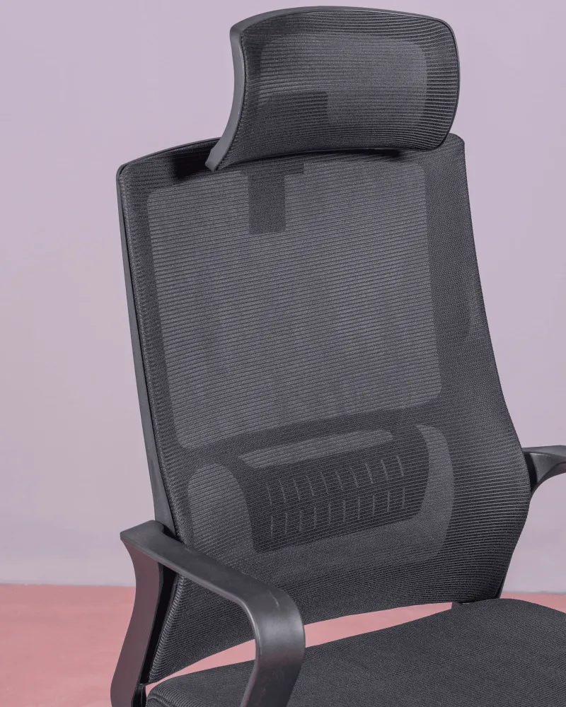 Silla de oficina ergonómica negra con reposacabezas | Nest Dream