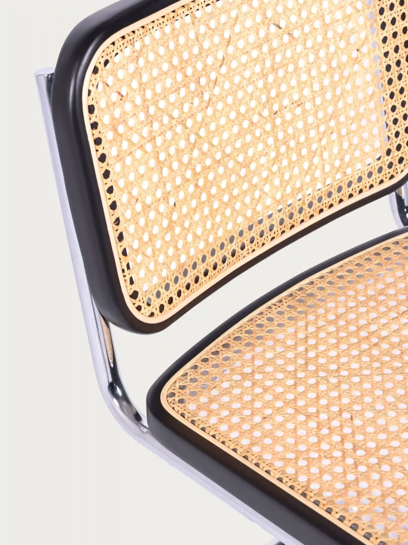 Silla de comedor retro en ratán natural y acero cromado - Frank NEST DREAM - 8