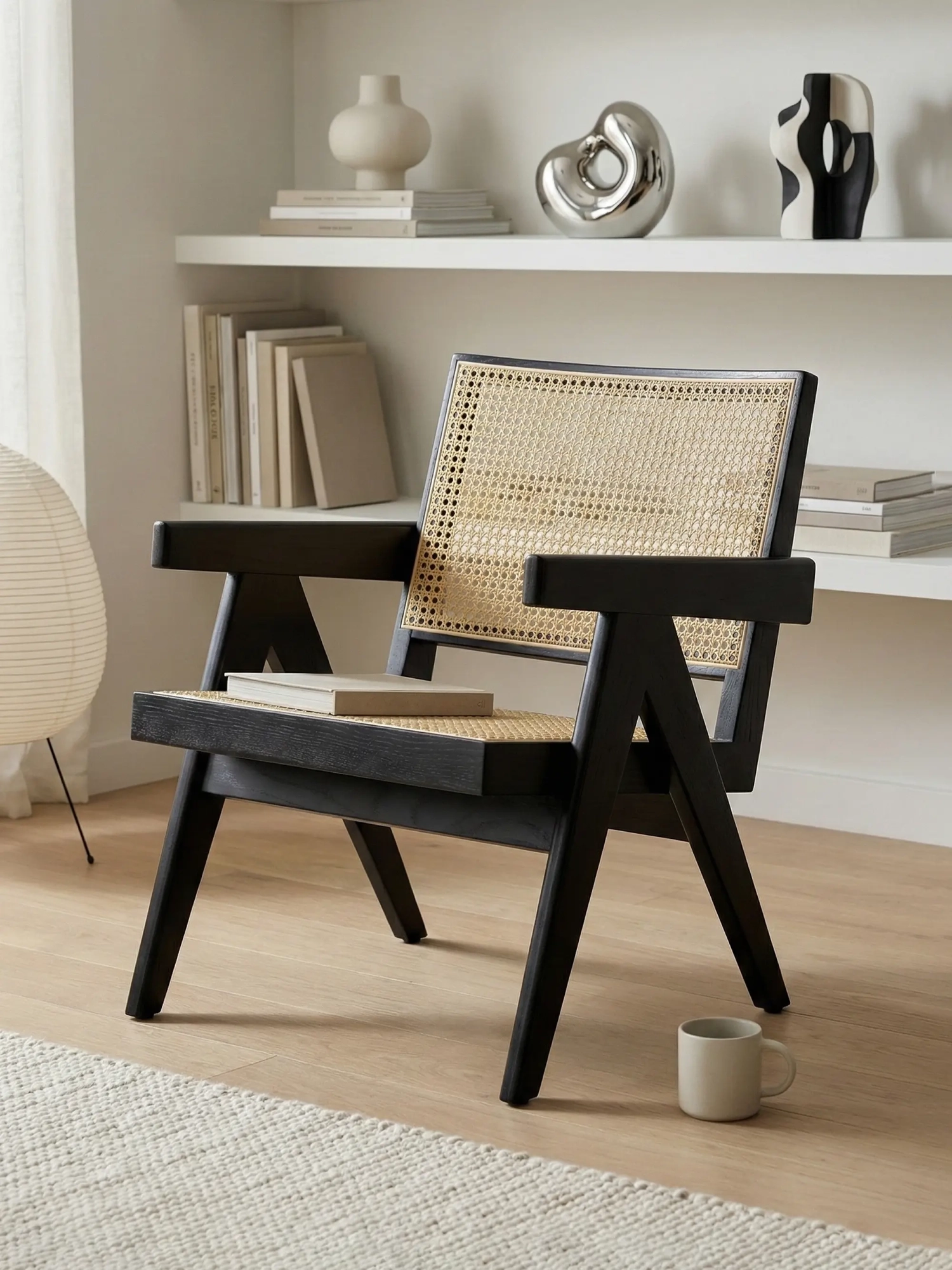 Klassisk lænestol med armlæn i teaktræ og naturlig rattan Compass NEST DREAM - 13