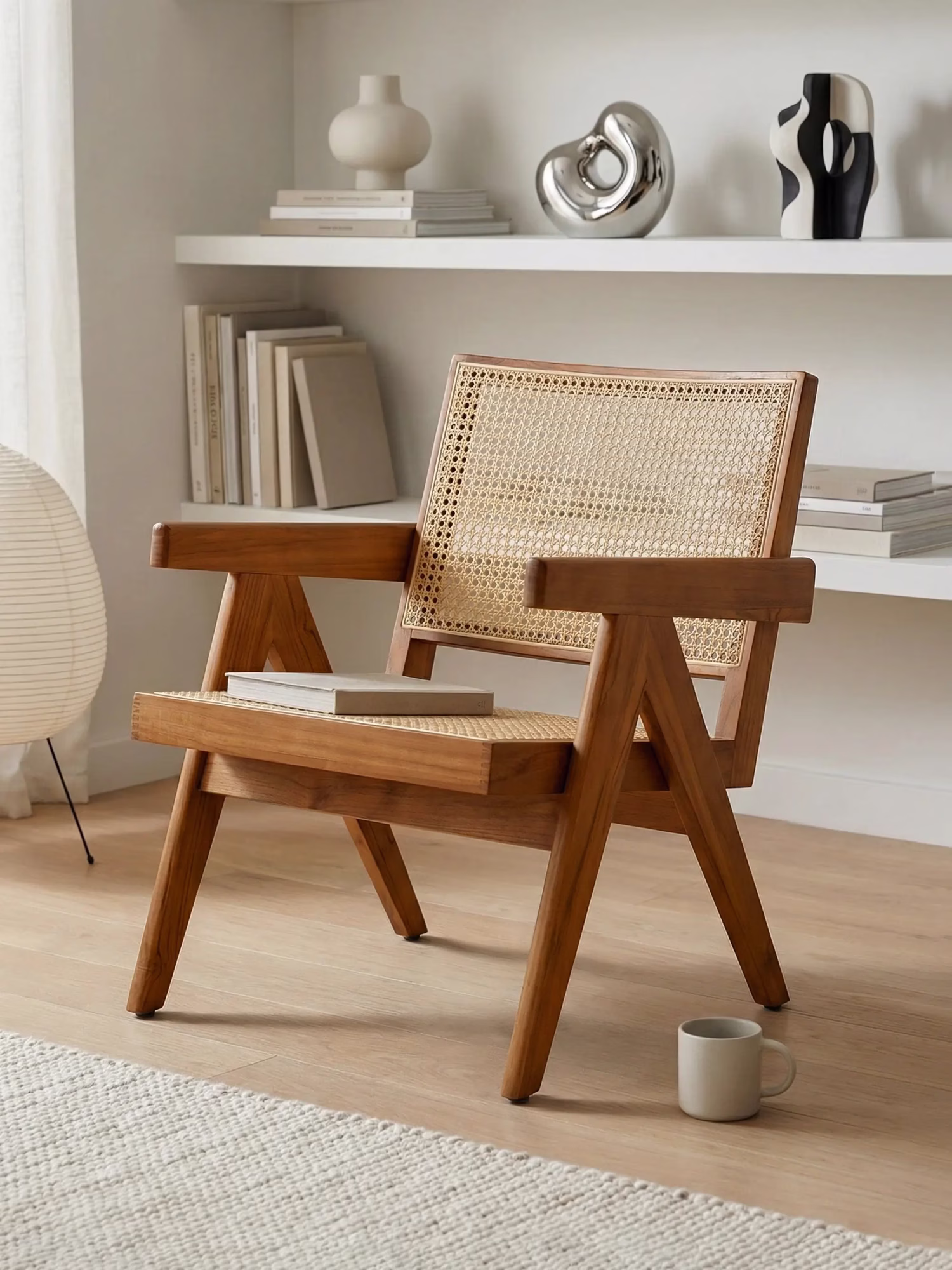 Fauteuil classique avec accoudoirs en teck et rotin naturel - Compass NEST DREAM - 1