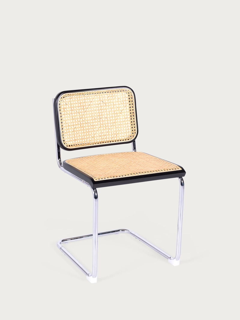 Scaun de dining retro din rattan natural și oțel cromat - Frank NEST DREAM - 2