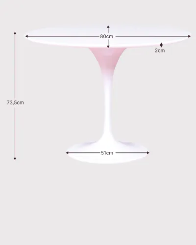 Tulip dining table in 80cm economical | 5 years warranty