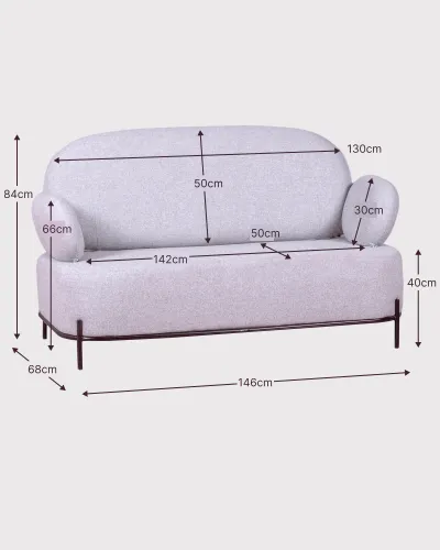 2-seater sofa with minimalist design with armrests | Clair Collection