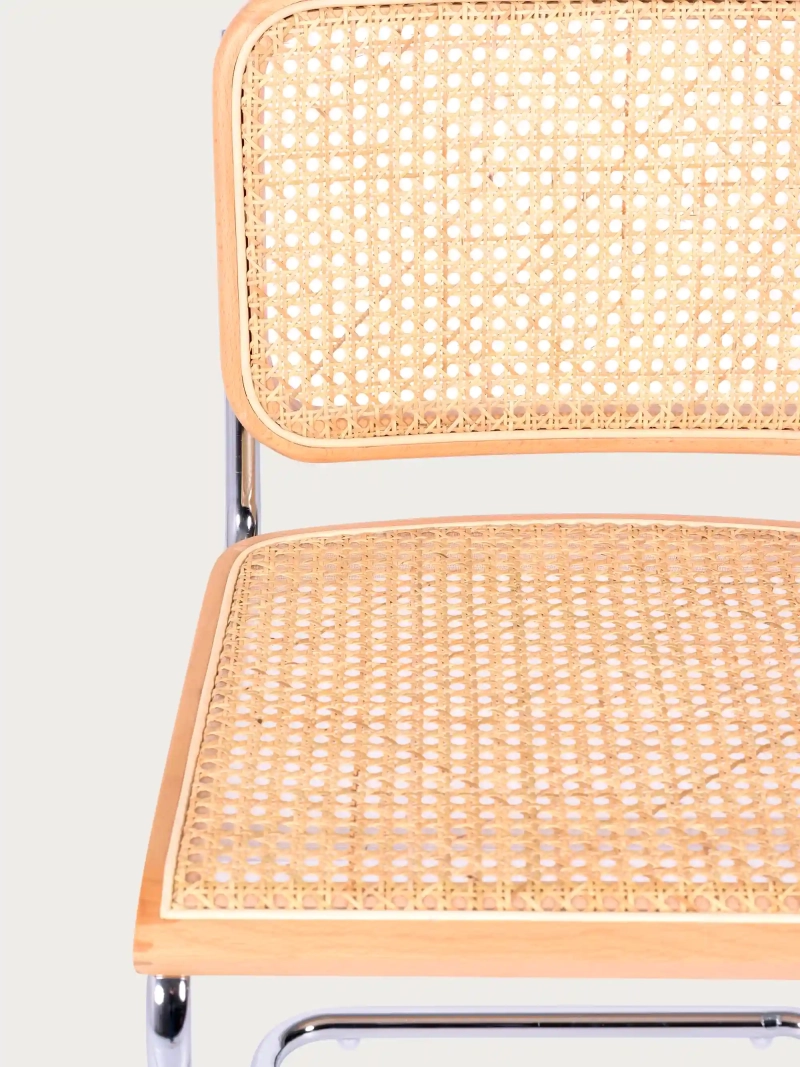 Scaun de dining retro din rattan natural și oțel cromat - Frank NEST DREAM - 14