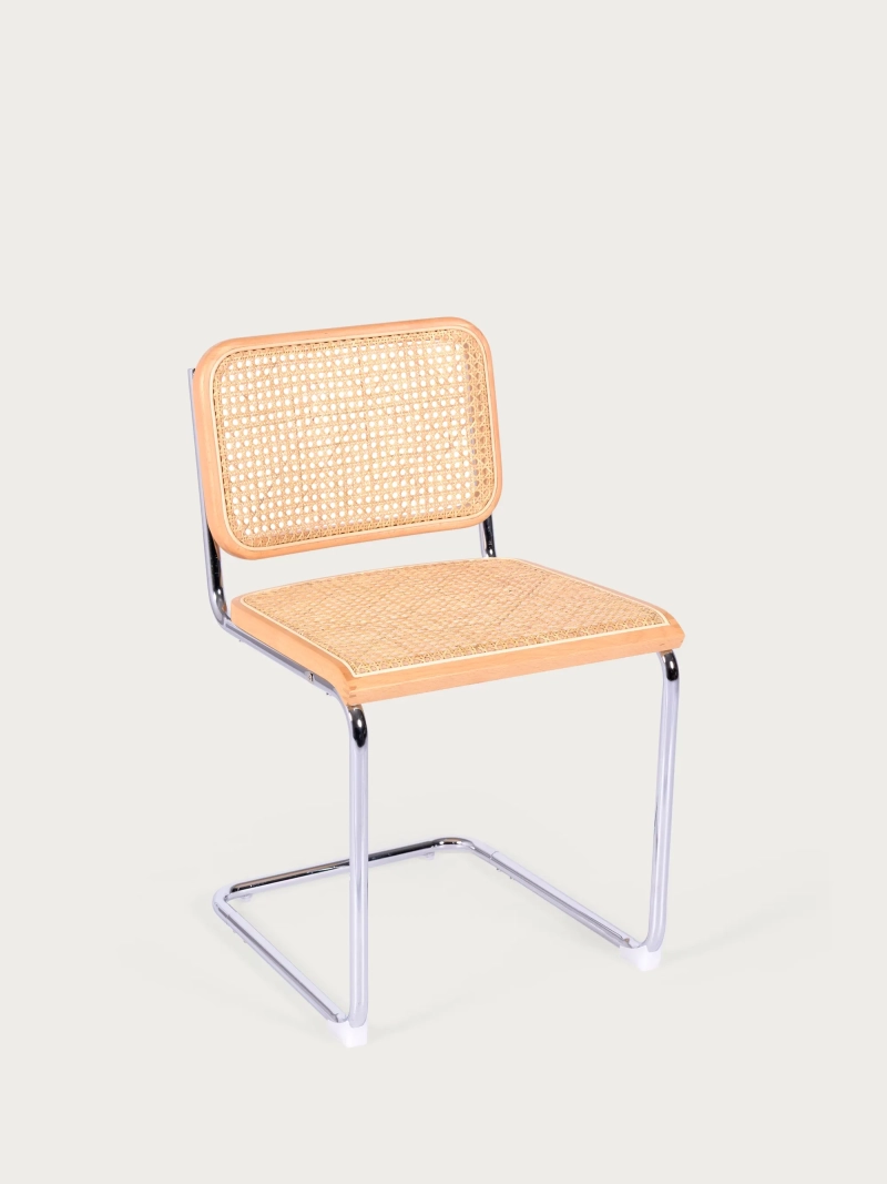 Silla de comedor retro en ratán natural y acero cromado - Frank NEST DREAM - 12