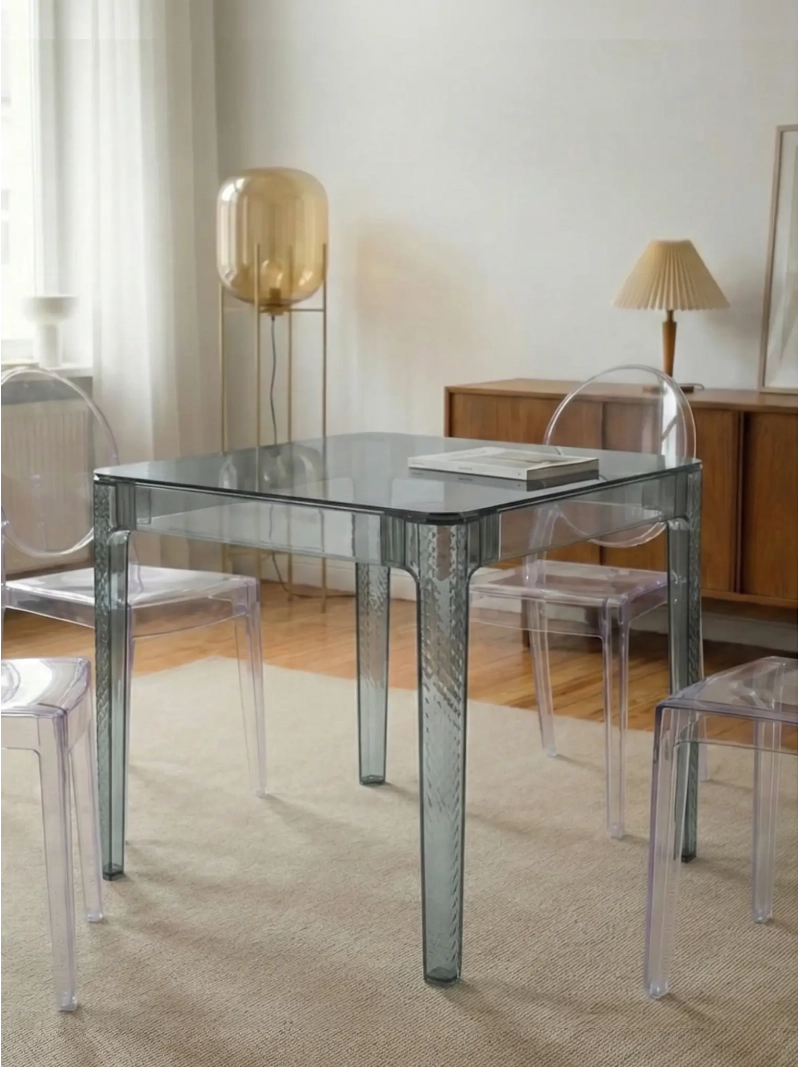 Square glass table with transparent legs (80x80) - Ghost NEST DREAM - 12