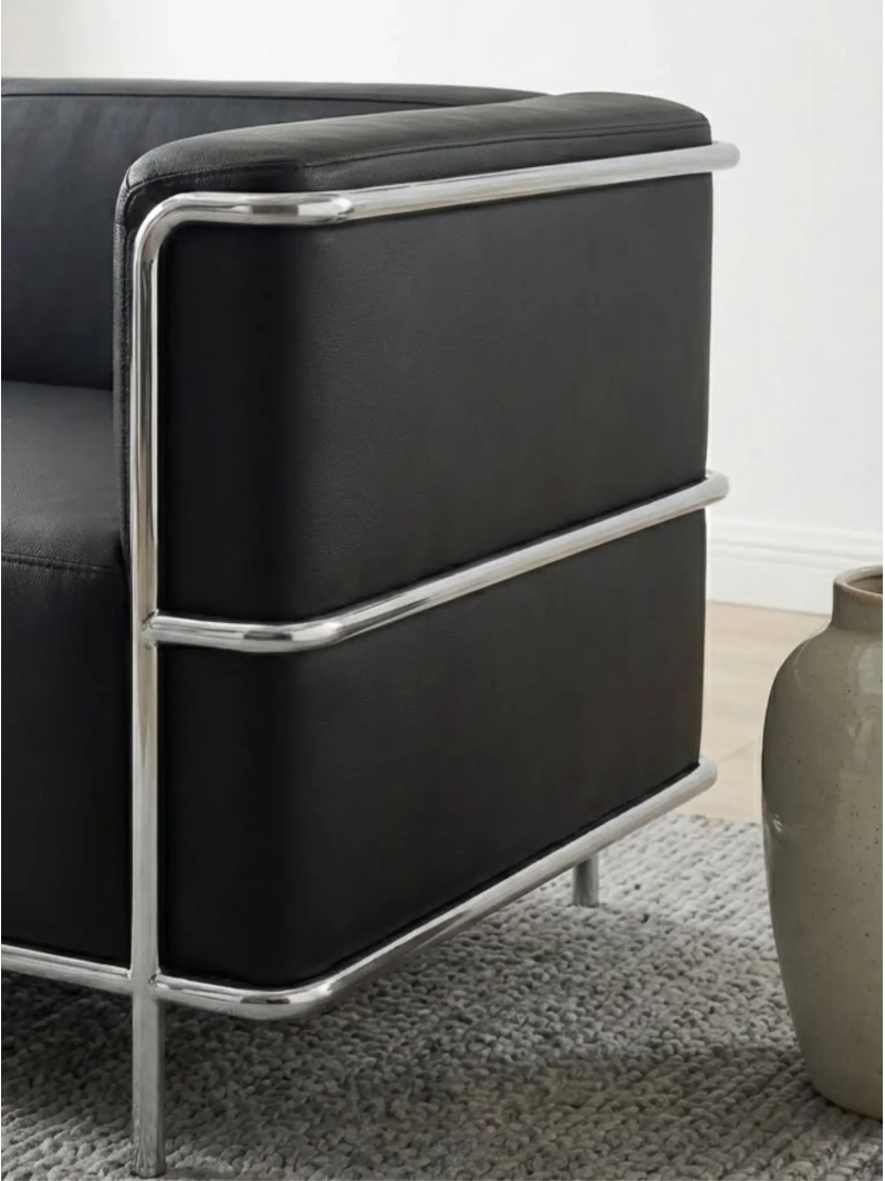 Divano a 3 posti in pelle italiana con struttura in acciaio inox - Torino NEST DREAM - 4