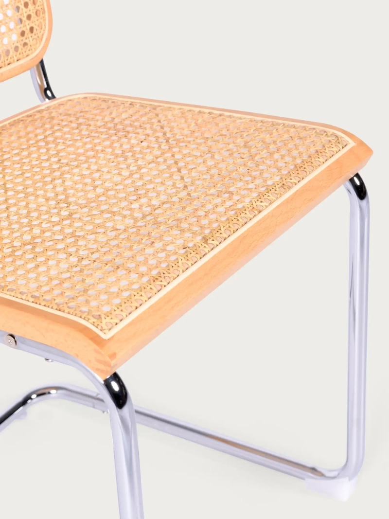 Chaise de salle à manger rétro en rotin naturel et acier chromé - Frank NEST DREAM - 11