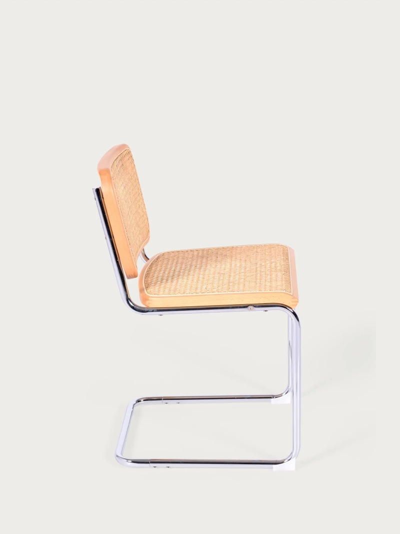 Scaun de dining retro din rattan natural și oțel cromat - Frank NEST DREAM - 13