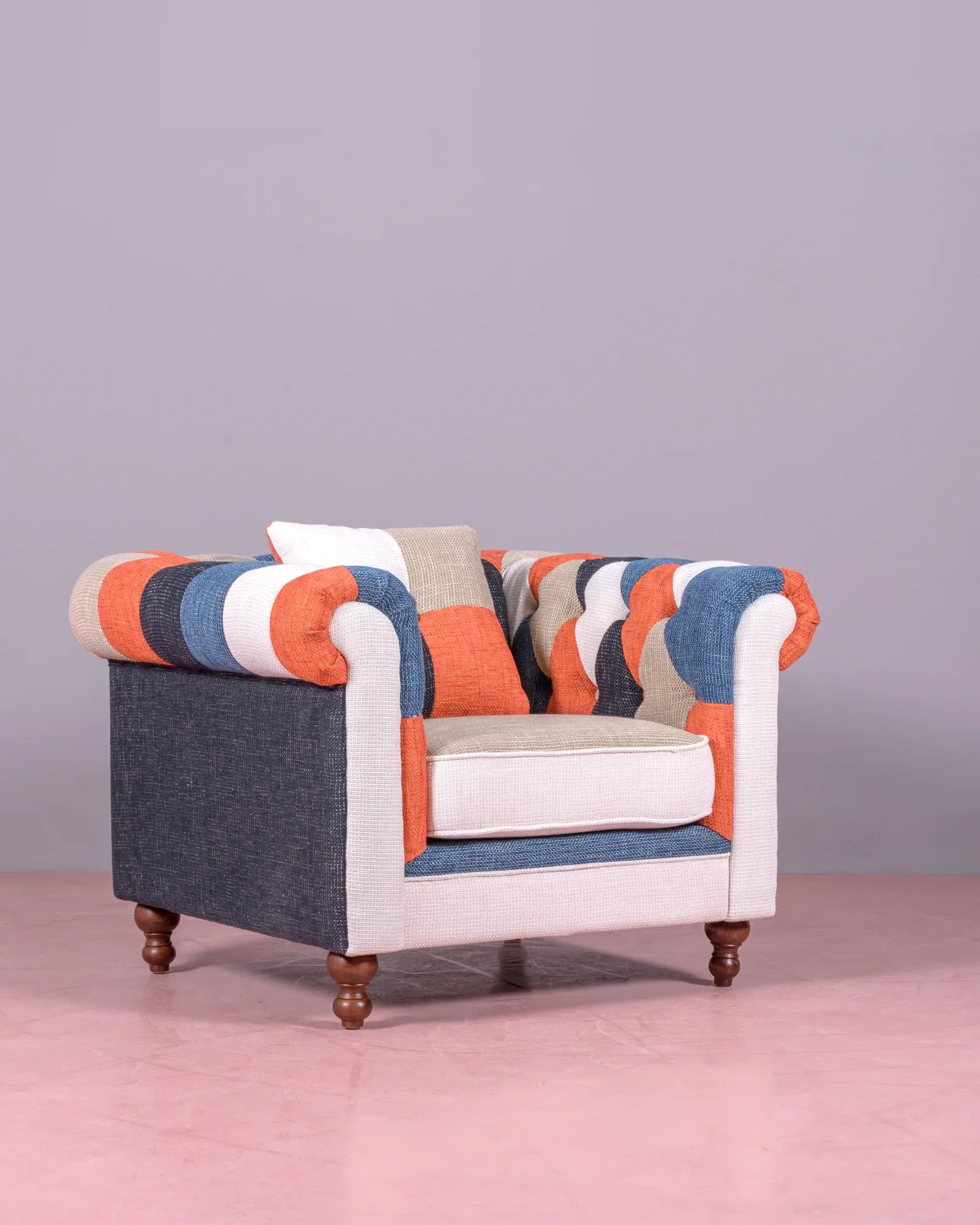 Canapé 1 place recouvert de patchwork | Collection Chesterfield