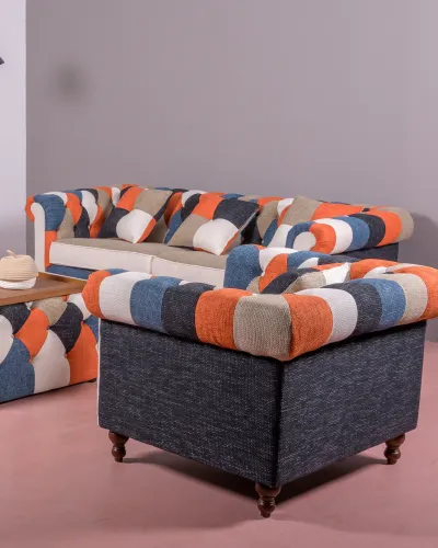 1-personers sofa betrukket med patchwork: Chesterfield Collection