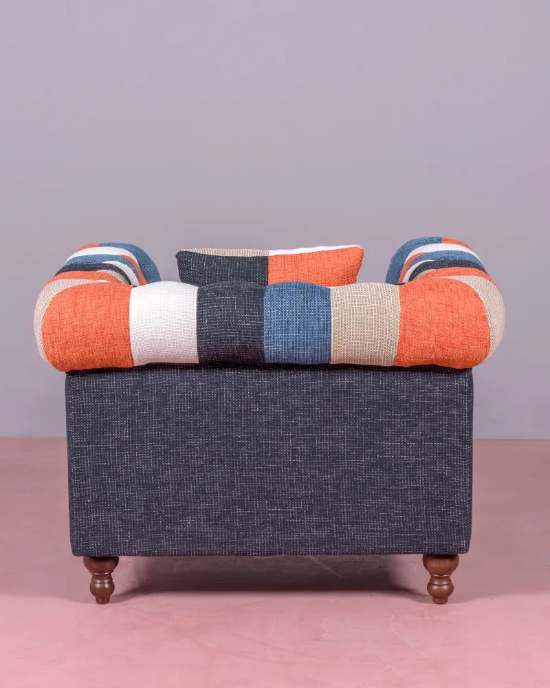 Canapé 1 place recouvert de patchwork | Collection Chesterfield