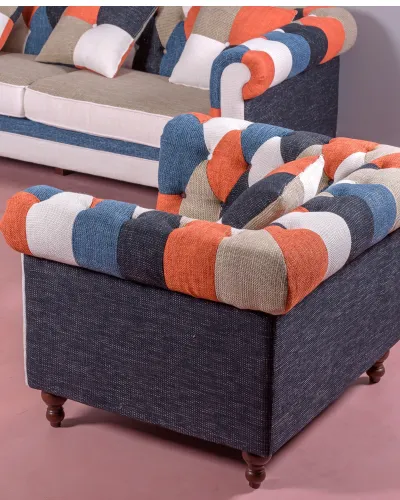 Sofá de 1 lugar estofado em patchwork | Coleção Chesterfield