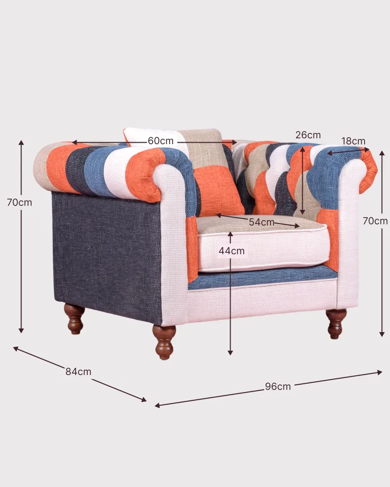 1-personers sofa betrukket med patchwork: Chesterfield Collection