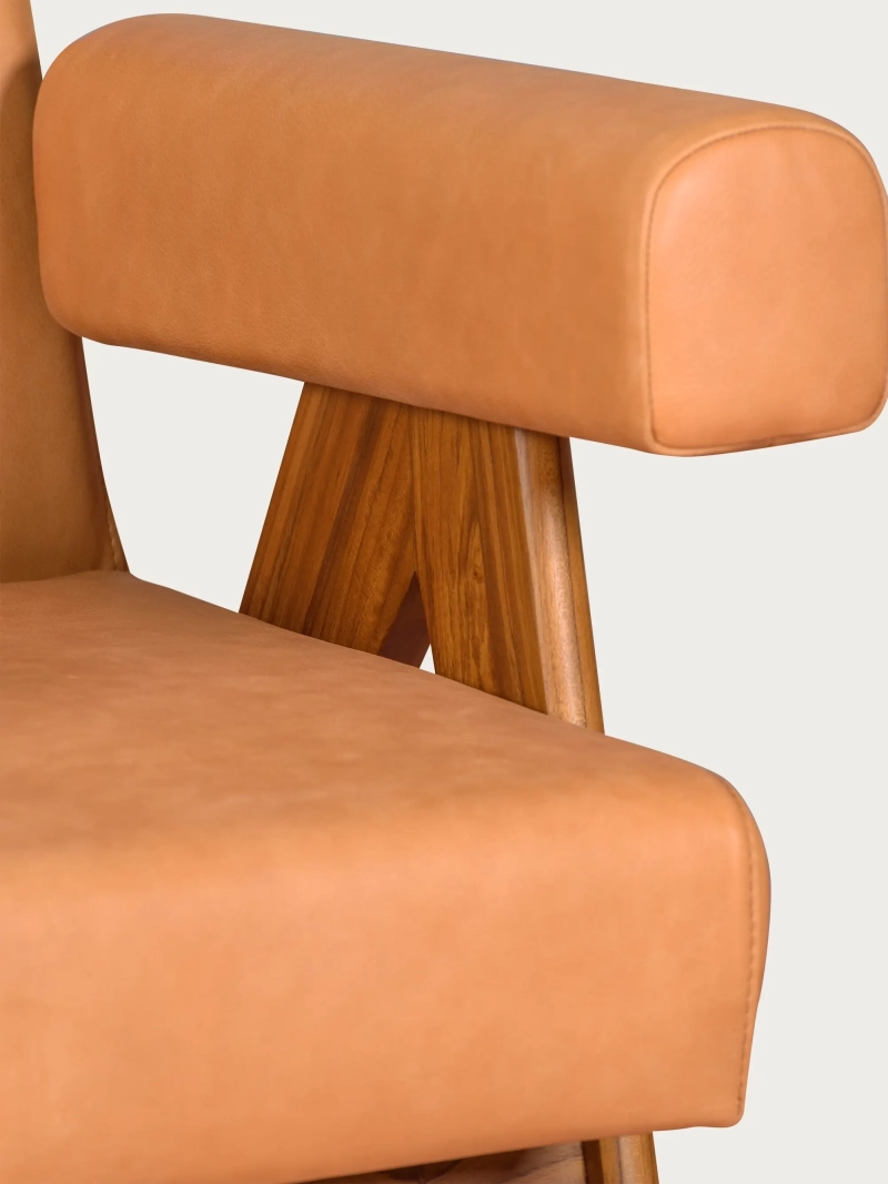 Cadeirão vintage em madeira de teca e couro italiano - Compass S NEST DREAM - 1