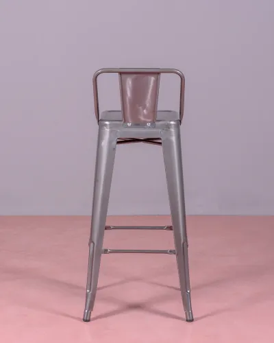 Industrial metallized steel stool with backrest | Nest Dream