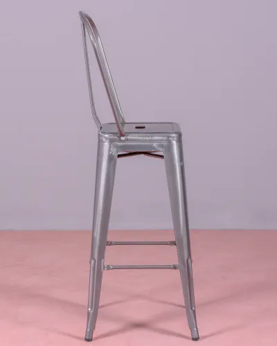 Industrial metallized steel stool with high backrest | Nest Dream