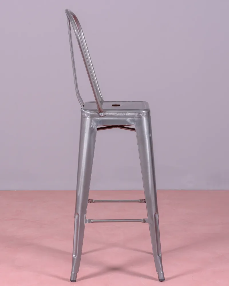 Industrial metallized steel stool with high backrest | Nest Dream