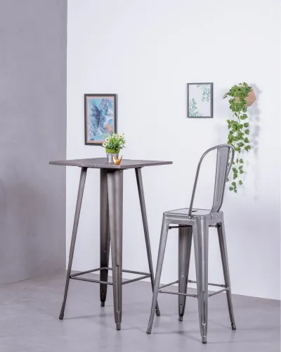 Industrial metallized steel stool with high backrest | Nest Dream