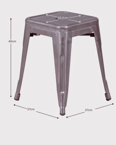 Banqueta baixa industrial em aço metálico e 45cm de altura | Nest Dream