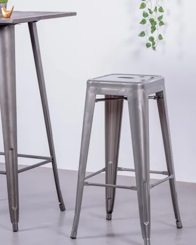 Industrial stackable metallized steel stool (76cm) | Nest Dream Furniture Store