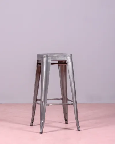 Industrial stackable metallized steel stool (76cm) | Nest Dream Furniture Store