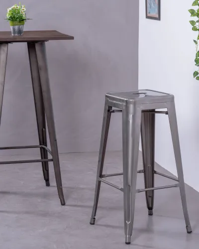 Industrial stackable metallized steel stool (76cm) | Nest Dream Furniture Store