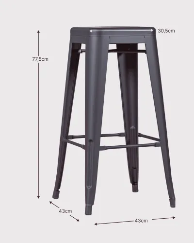 Tabouret industriel empilable en acier métallisé (76cm) | Magasin de meubles Nest Dream