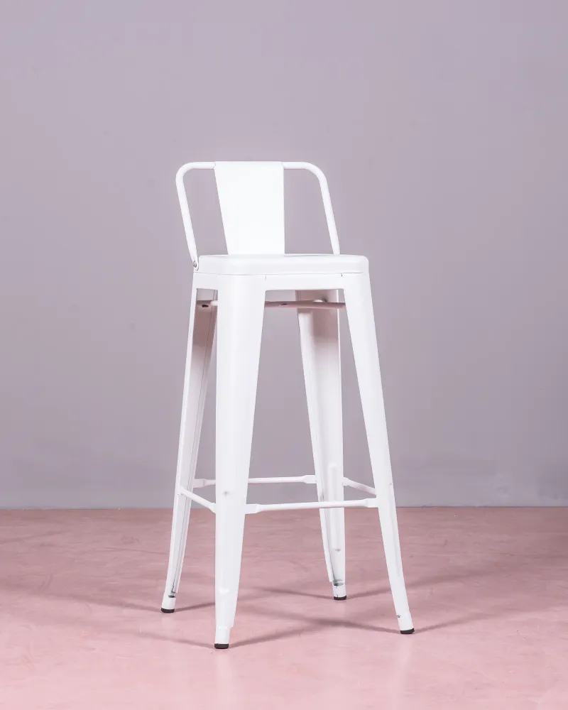 Tabouret industriel en métal avec dossier bas (76cm) | Magasin Dream Nest