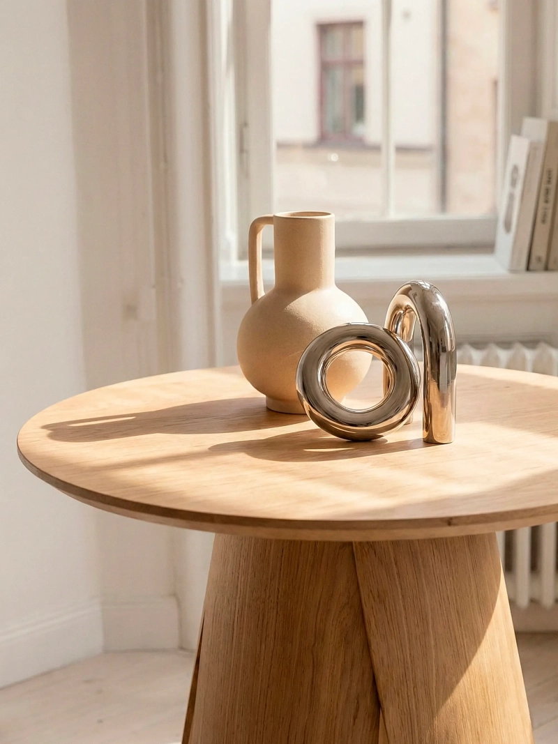 Kulatý jídelní stůl z jasanového dřeva (80 cm) - Pluto NEST DREAM - 1