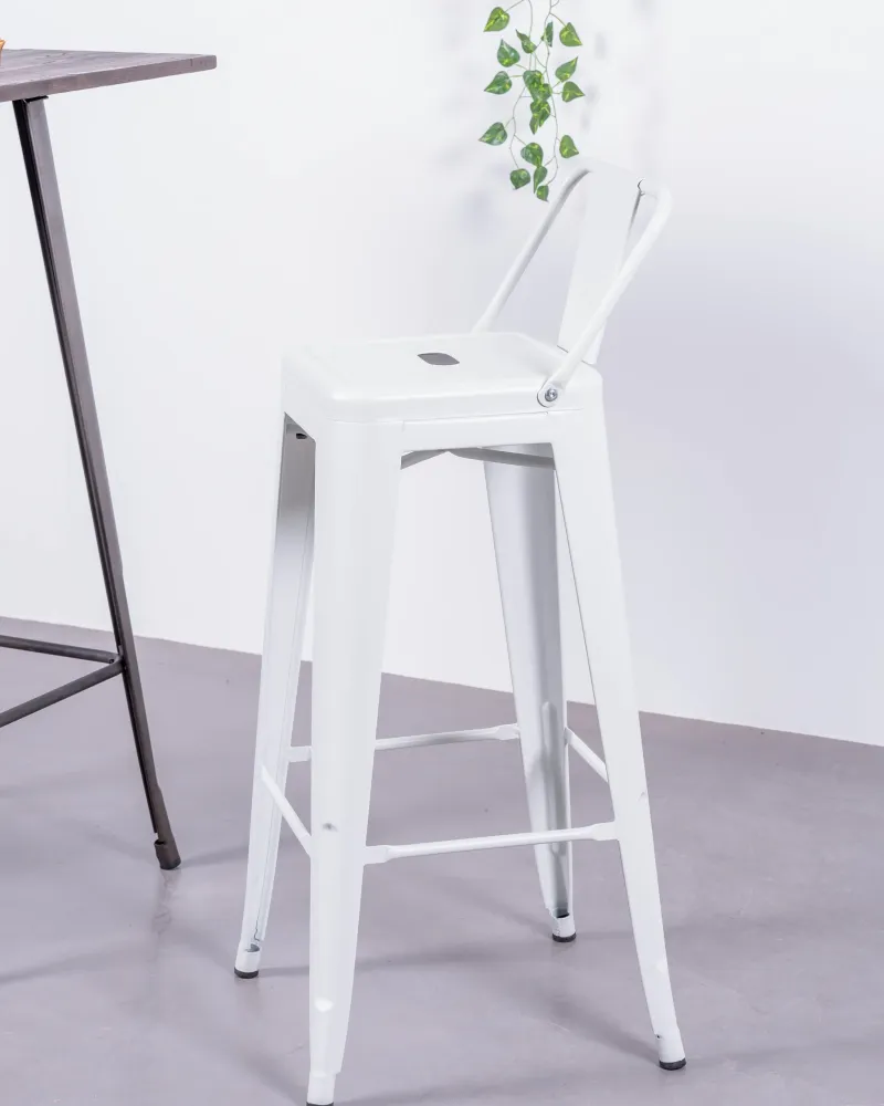 Tabouret industriel en métal avec dossier bas (76cm) | Magasin Dream Nest