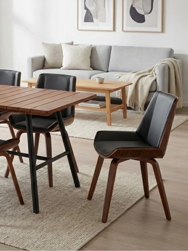 Sedia da pranzo in legno di noce e similpelle - Nordic S NEST DREAM - 1