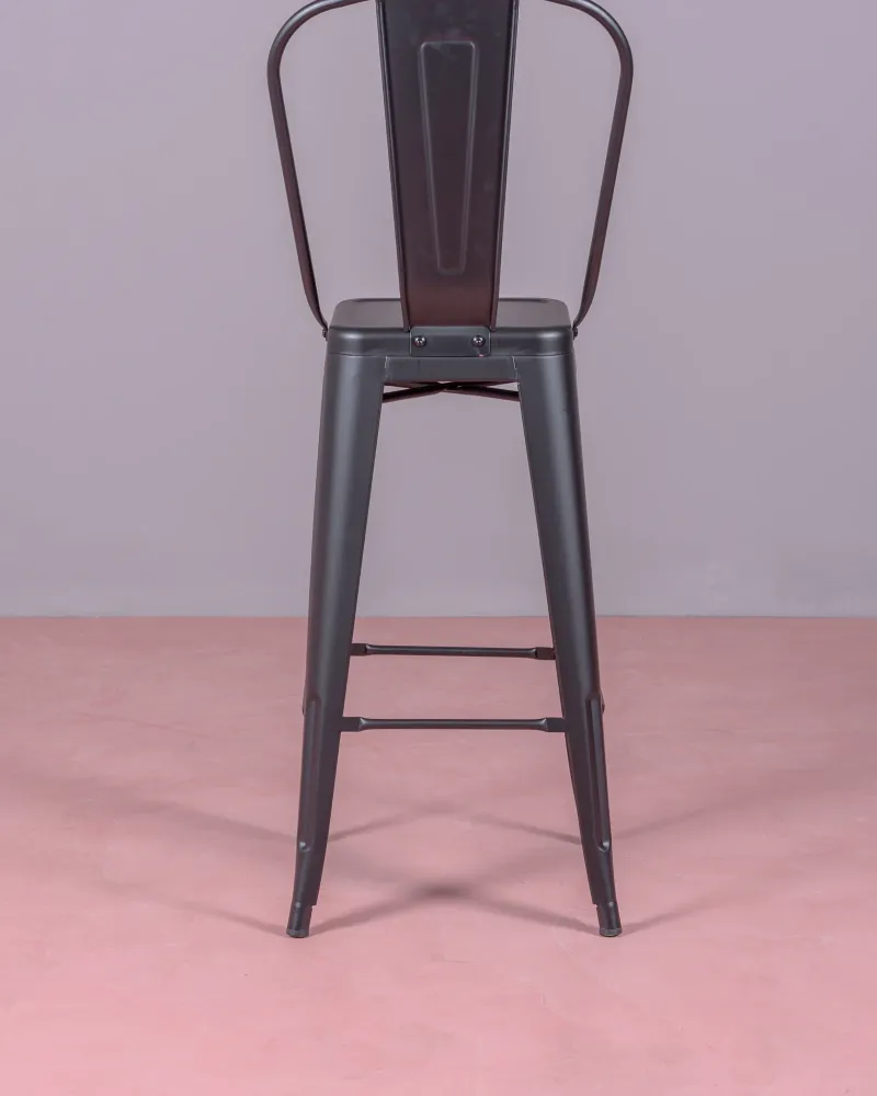 Metal stool in lacquered steel with high backrest | Nest Dream Store