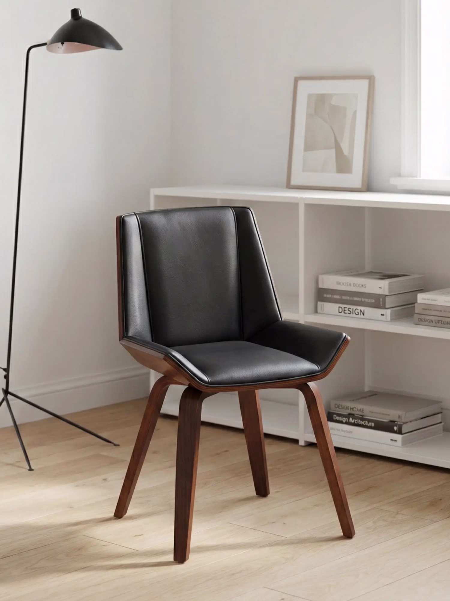 Chaise de salle à manger en bois de noyer et simili cuir - Nordic S NEST DREAM - 1