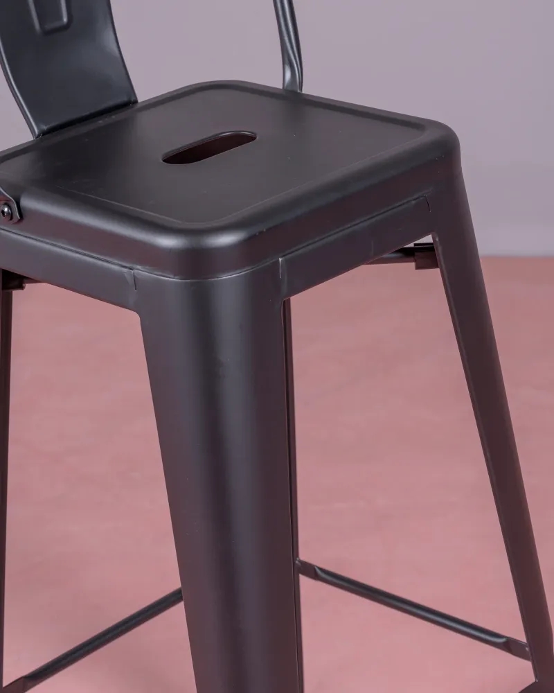 Metal stool in lacquered steel with high backrest | Nest Dream Store