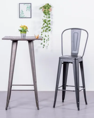 Metal stool in lacquered steel with high backrest | Nest Dream Store