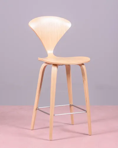 Cherner Scandinavian kitchen stool in curved natural wood | Free Shipping