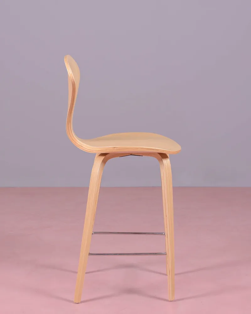 Cherner Scandinavian kitchen stool in curved natural wood | Free Shipping