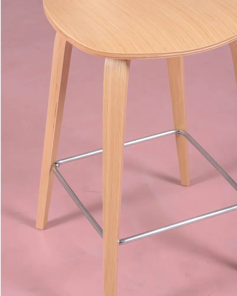 Cherner Scandinavian kitchen stool in curved natural wood | Free Shipping