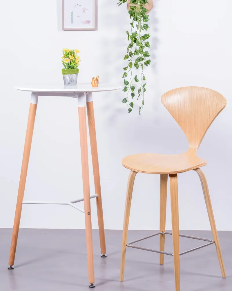 Cherner Scandinavian kitchen stool in curved natural wood | Free Shipping