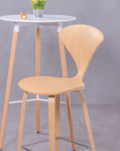 Cherner Scandinavian kitchen stool in curved natural wood | Free Shipping