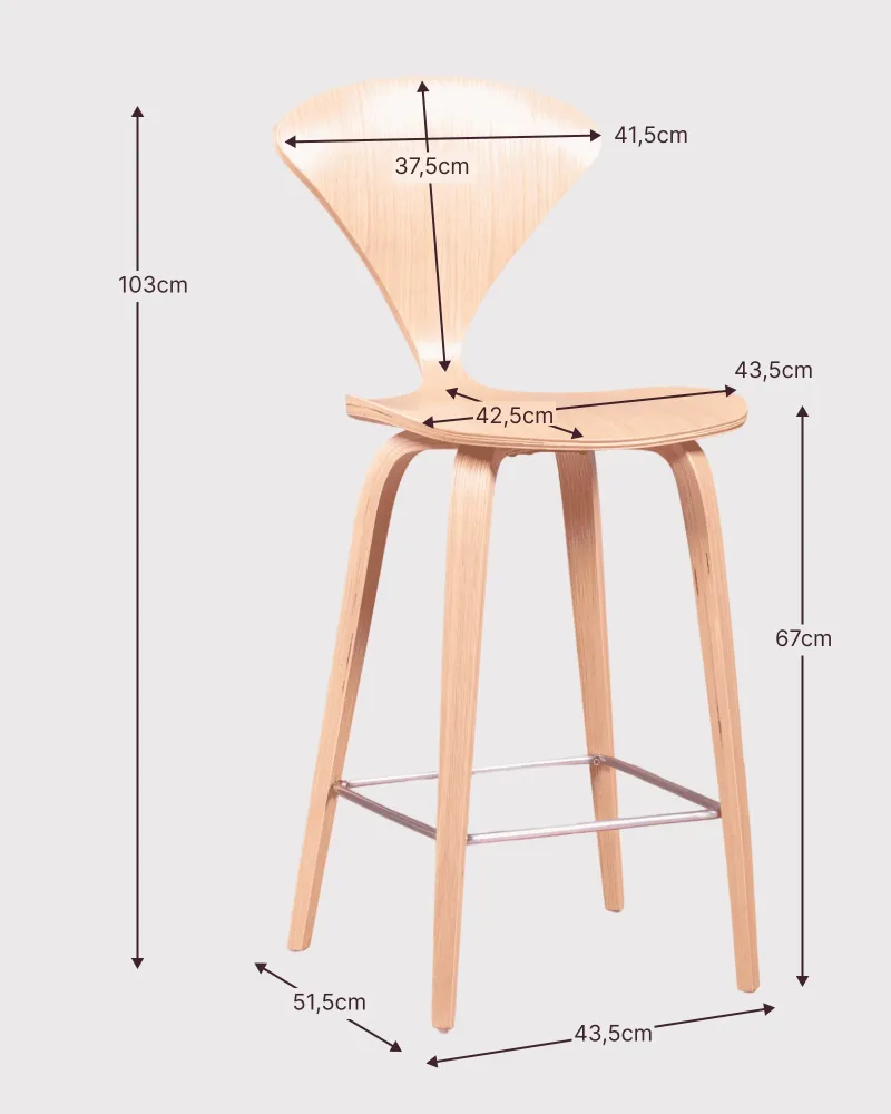 Cherner Banqueta de cozinha escandinava em madeira natural curva | Frete grátis