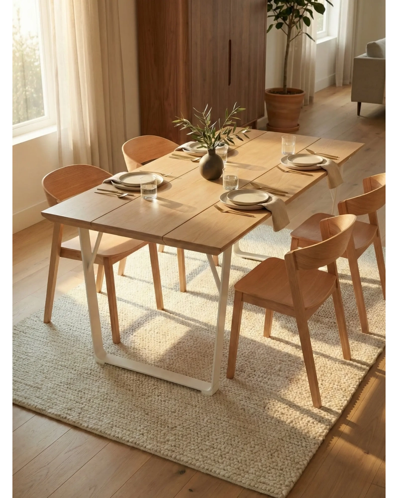 Mesa de jantar retangular em cinza e aço - Sophie NEST DREAM - 1