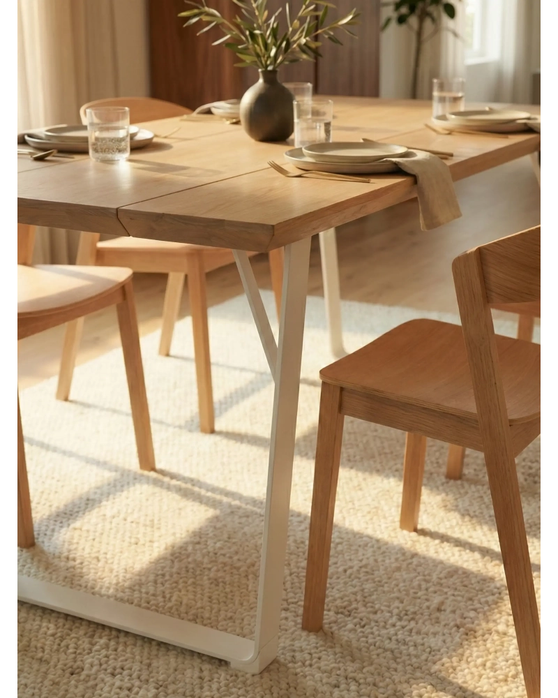 Mesa de comedor rectangular en fresno y acero (165x85cm) - Sophie NEST DREAM - 7